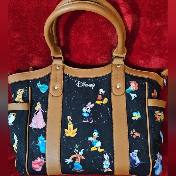 Disney Character Print Black and Tan Women's Bag - Picture 2 of 10